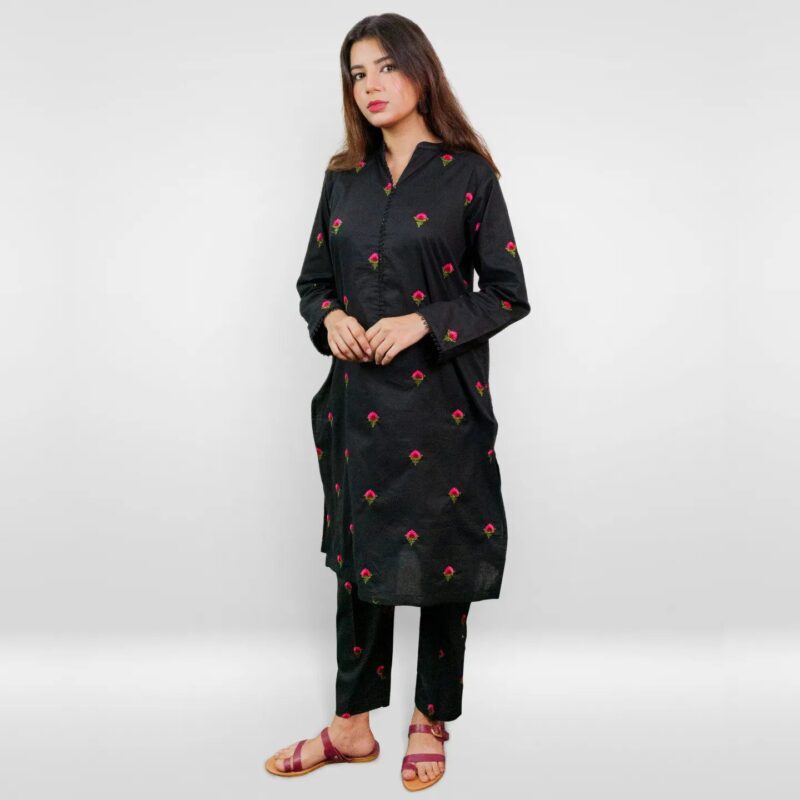 Embroidered 2PC - Black