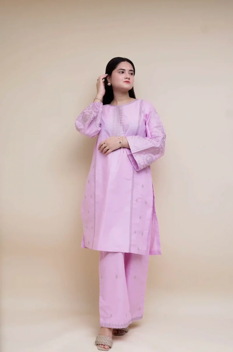 Embroidered 3pc suit - EM3PCLL01 - Image 13