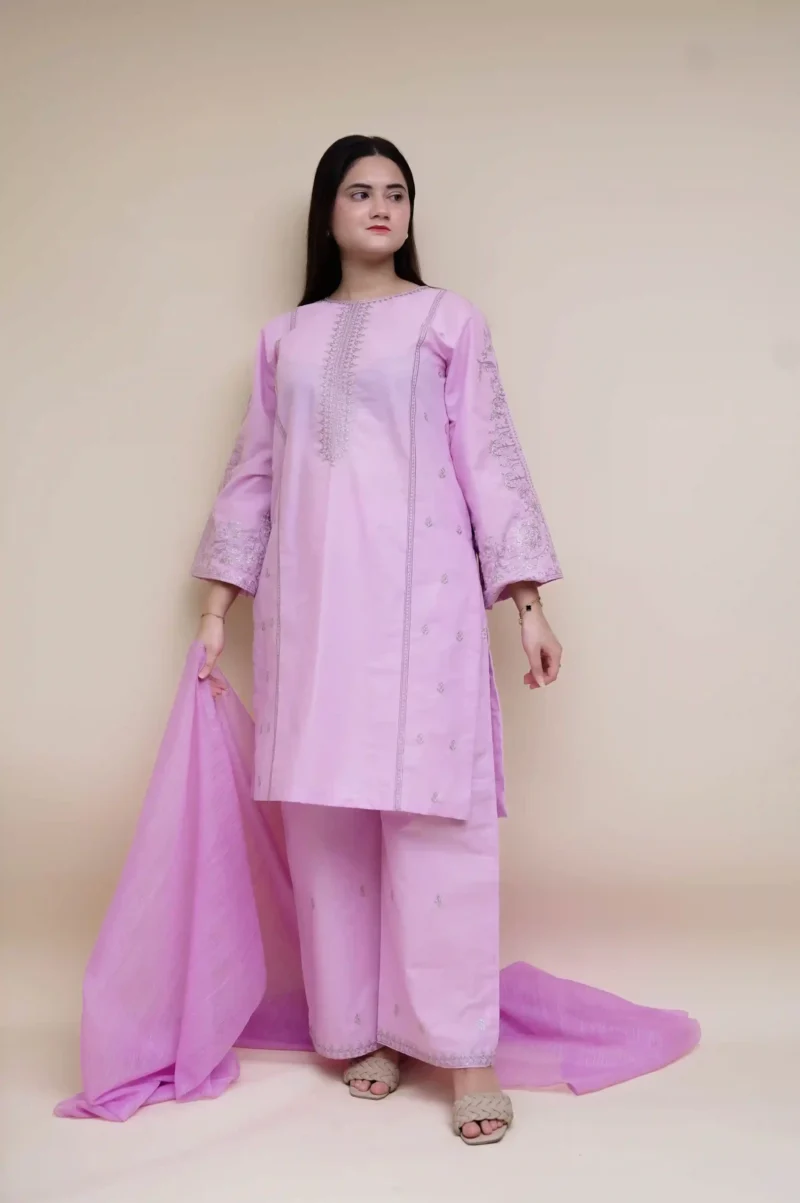 Embroidered 3pc suit - EM3PCLL01