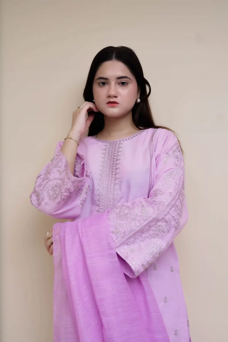 Embroidered 3pc suit - EM3PCLL01 - Image 2