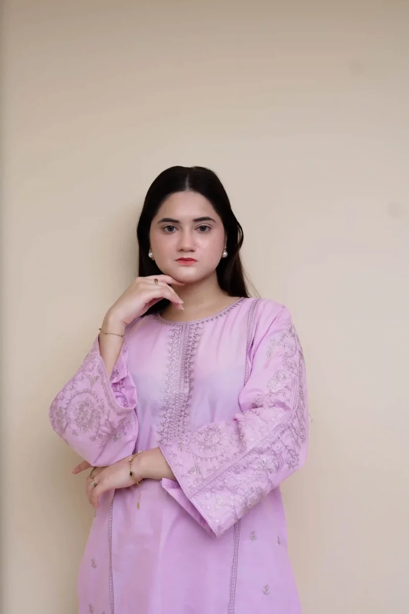 Embroidered 3pc suit - EM3PCLL01 - Image 6
