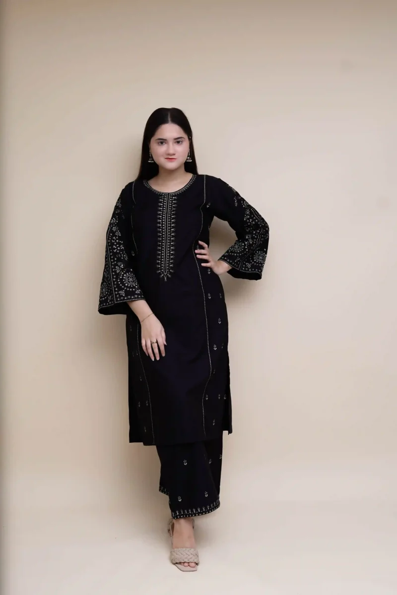3pc Embroidered dress - EM3PCBL01 - Image 8