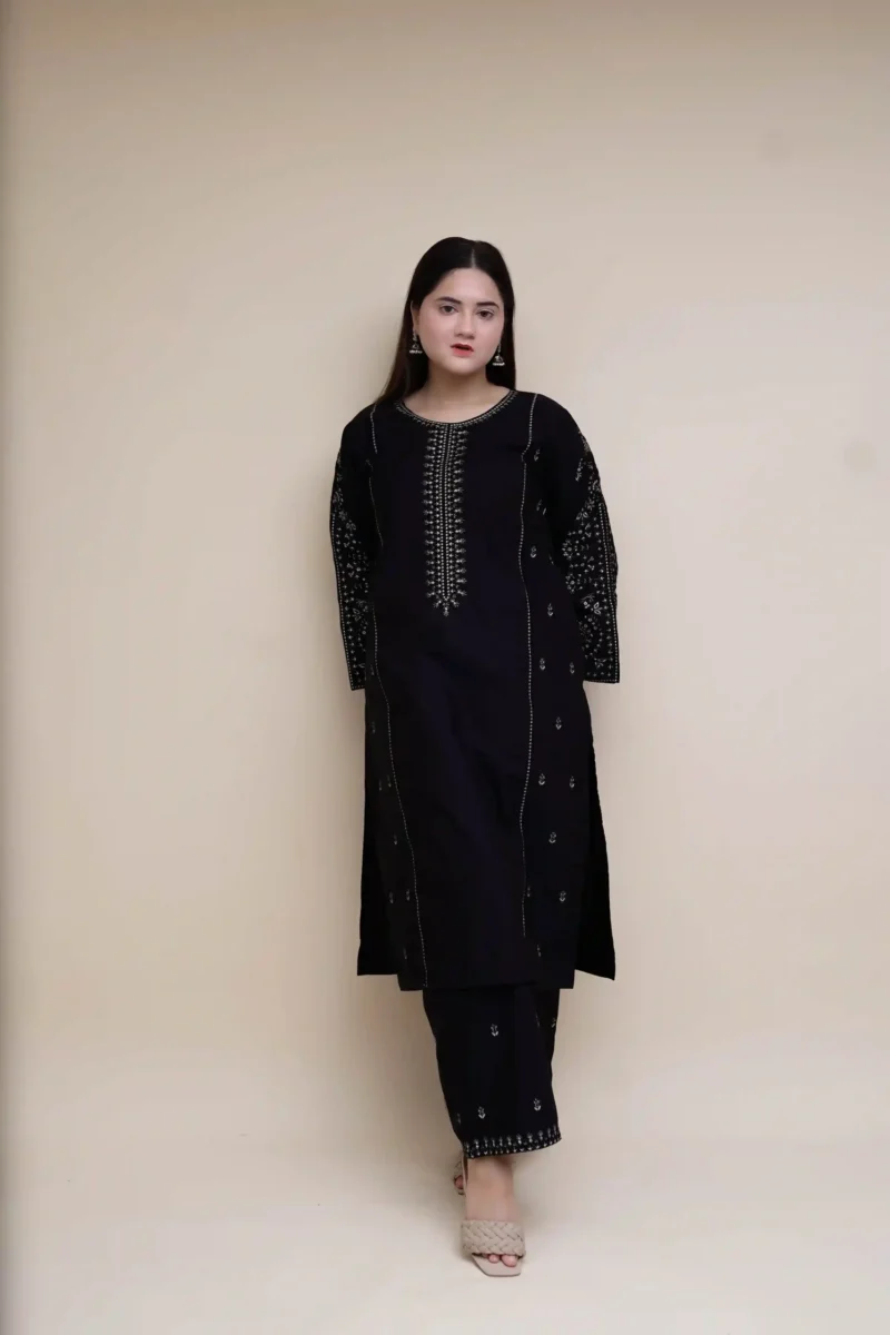 3pc Embroidered dress - EM3PCBL01 - Image 10