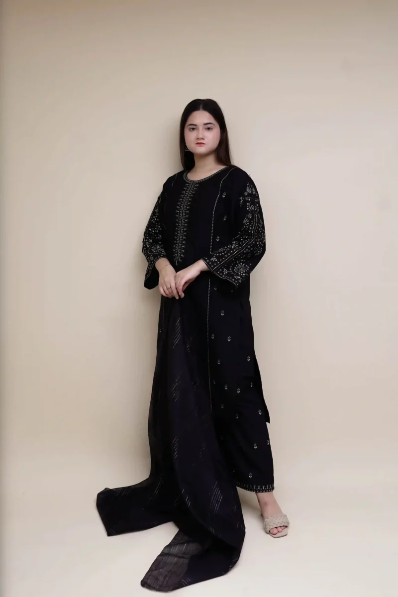 3pc Embroidered dress - EM3PCBL01 - Image 3