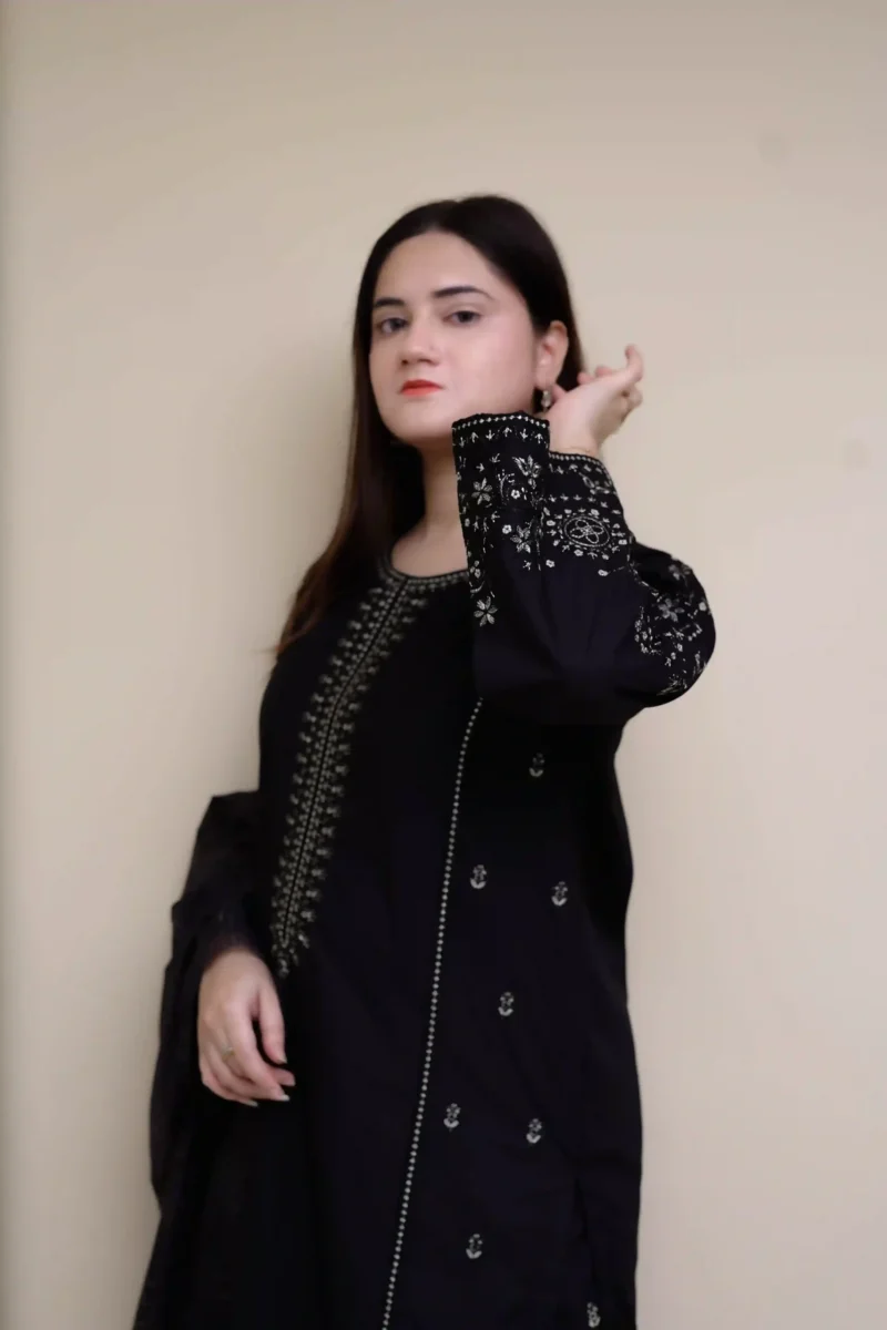 3pc Embroidered dress - EM3PCBL01 - Image 5
