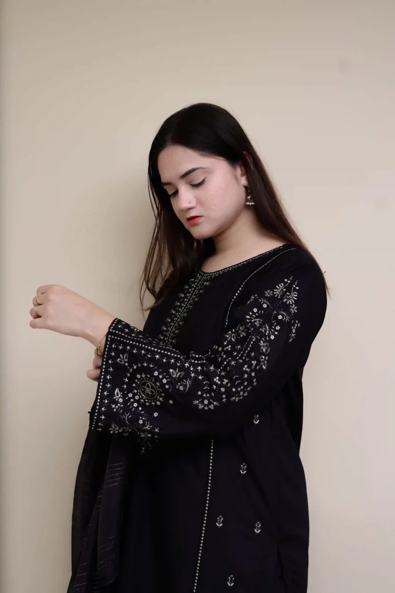3pc Embroidered dress - EM3PCBL01 - Image 12