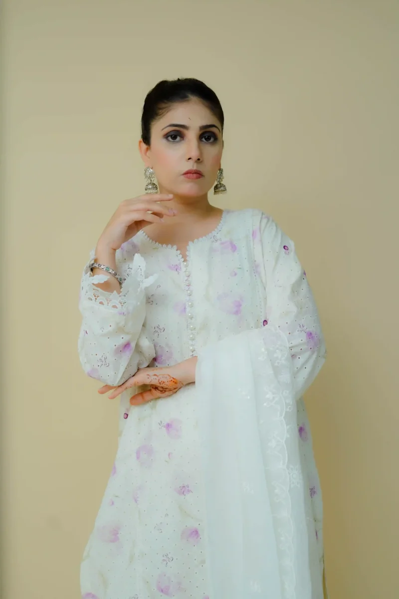 Embroidered Chikankari 3PC - EMCHK3PCR01 - Image 3