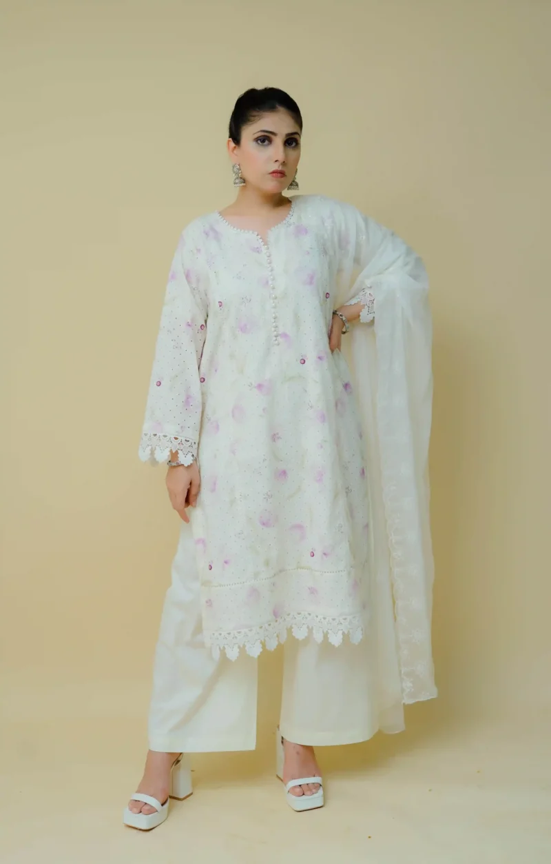 Embroidered Chikankari 3PC - EMCHK3PCR01