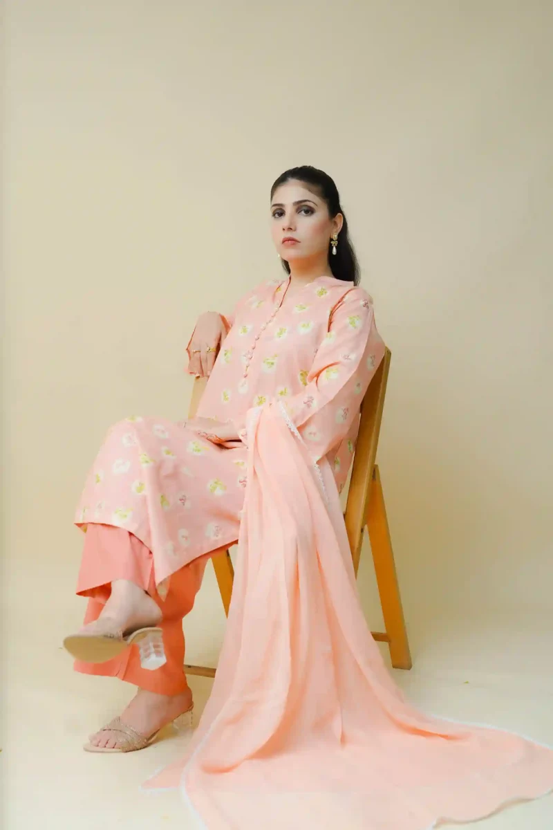 Embroidered 3 Piece Suit - EM3PCPE01 - Image 6