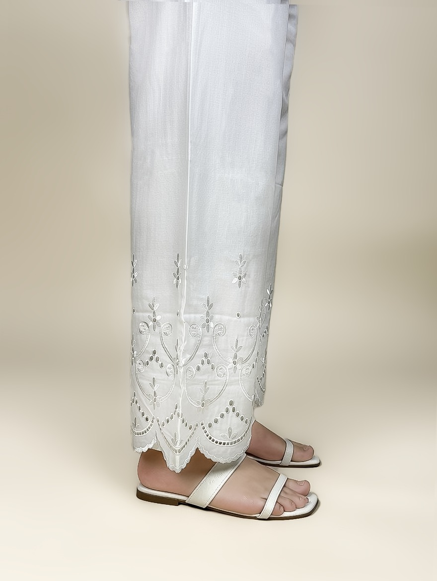 Embroidered Off White Plazo - Image 2