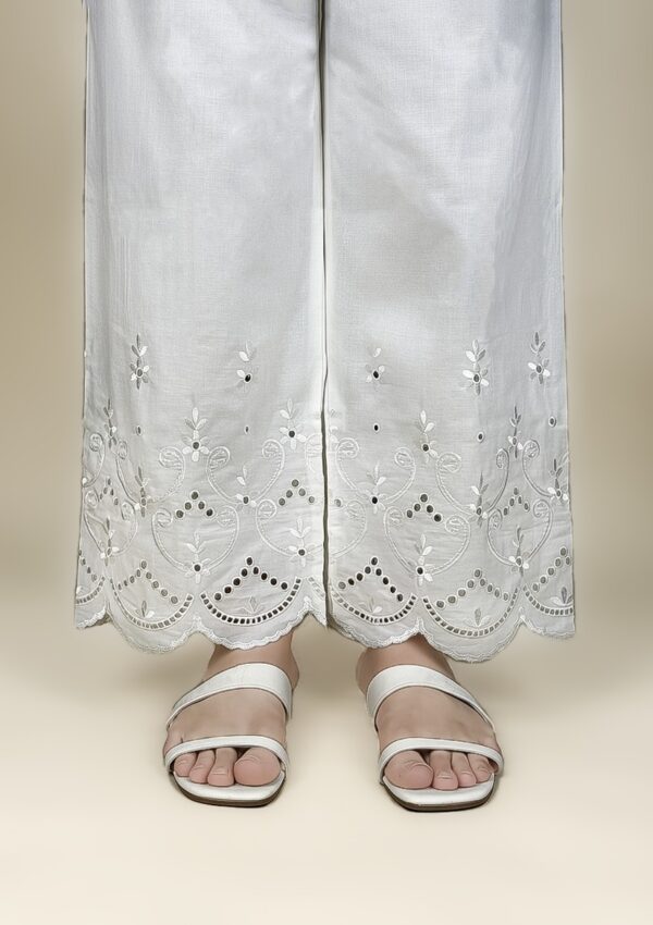 Embroidered Off White Plazo