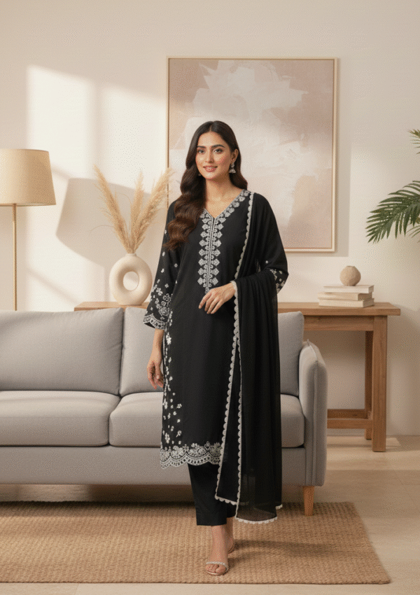 Embroidered 3pc dress – 6250