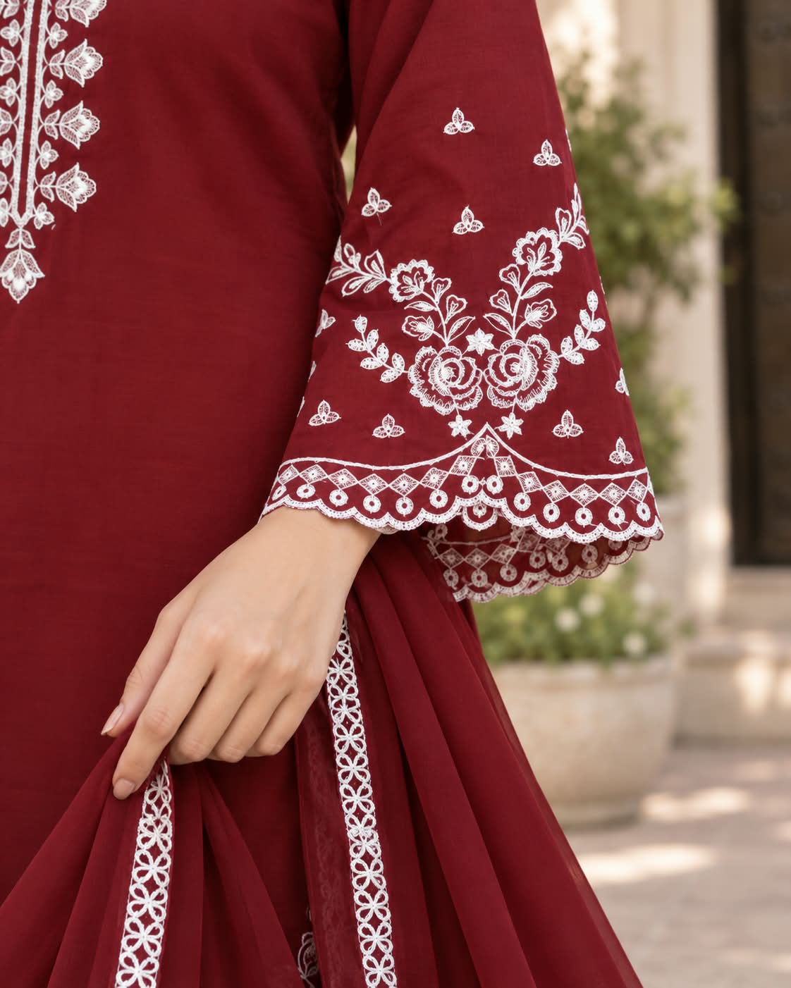 Embroidered 3pc dress - 1747 - Image 5