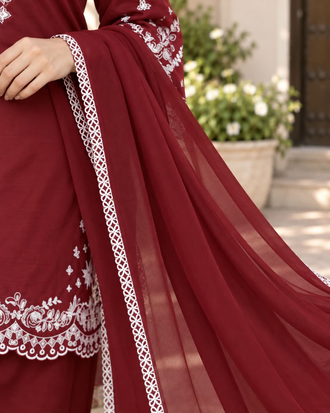 Embroidered 3pc dress - 1747 - Image 6