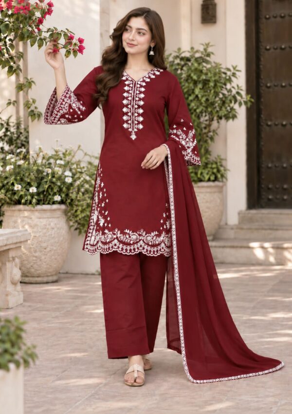 Embroidered 3pc dress – 1747