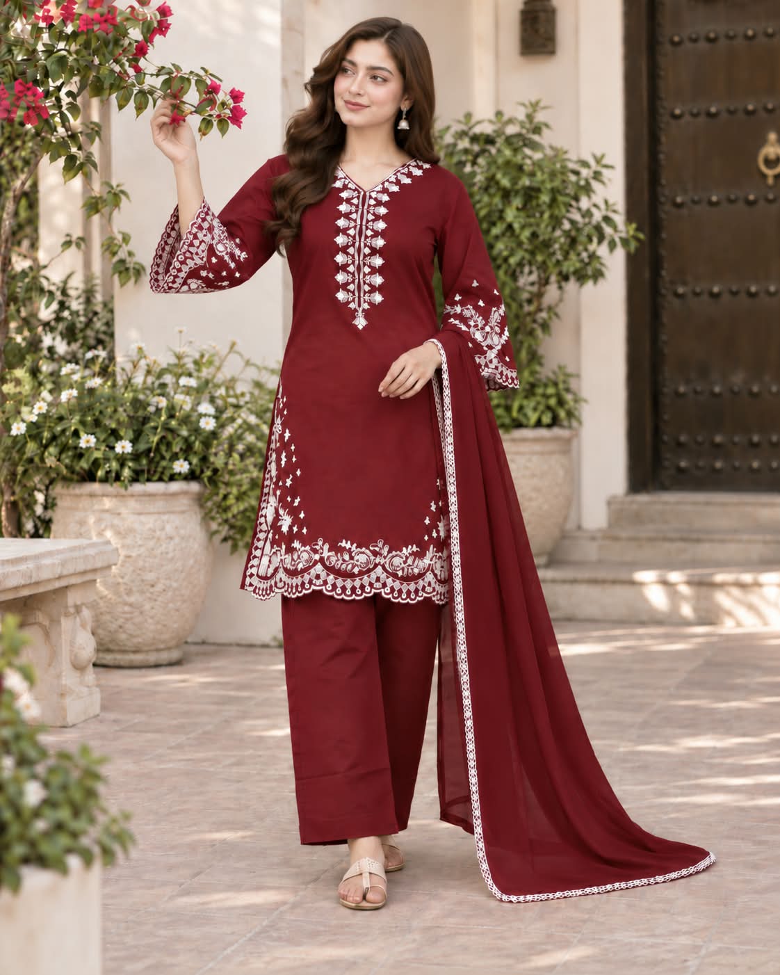 Embroidered 3pc dress - 1747