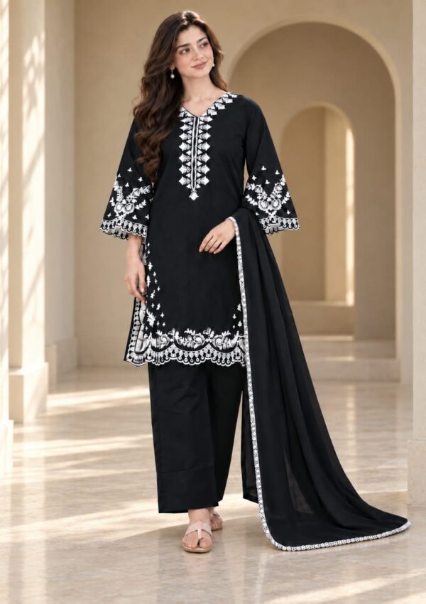 Embroidered 3pc dress – 1743