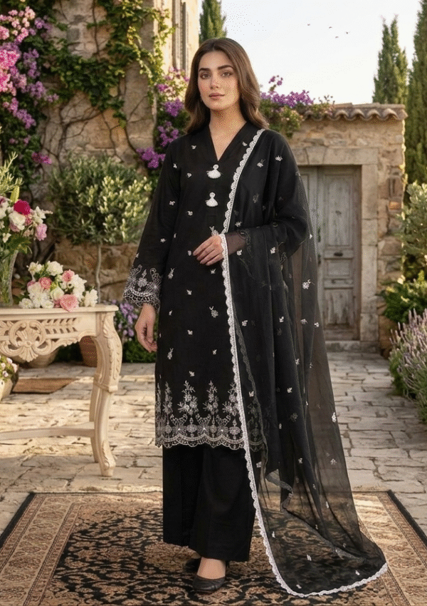 Embroidered 3pc dress – 6258