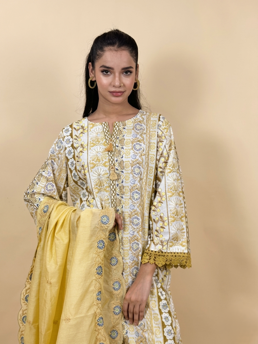 Luxury Pret 3pc dress - A9034 - Image 4