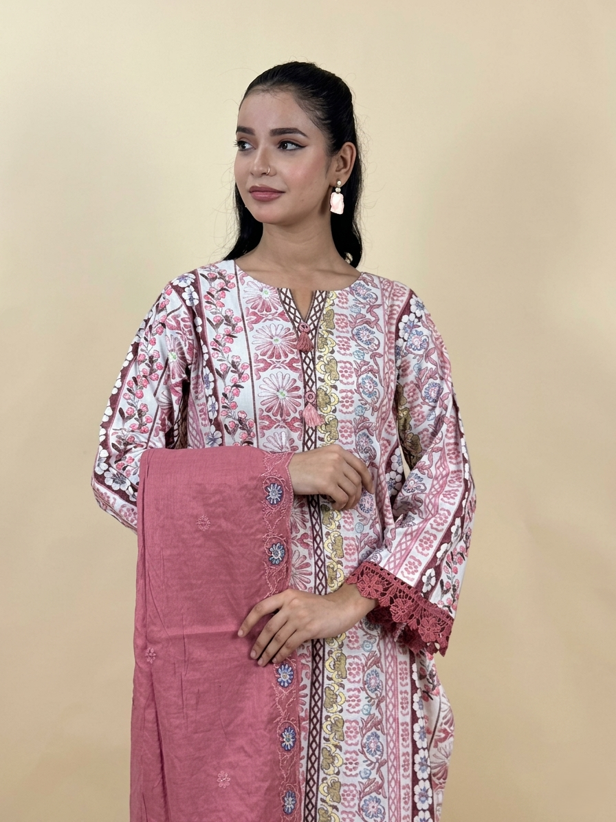 Luxury Pret 3pc dress - A9032 - Image 4