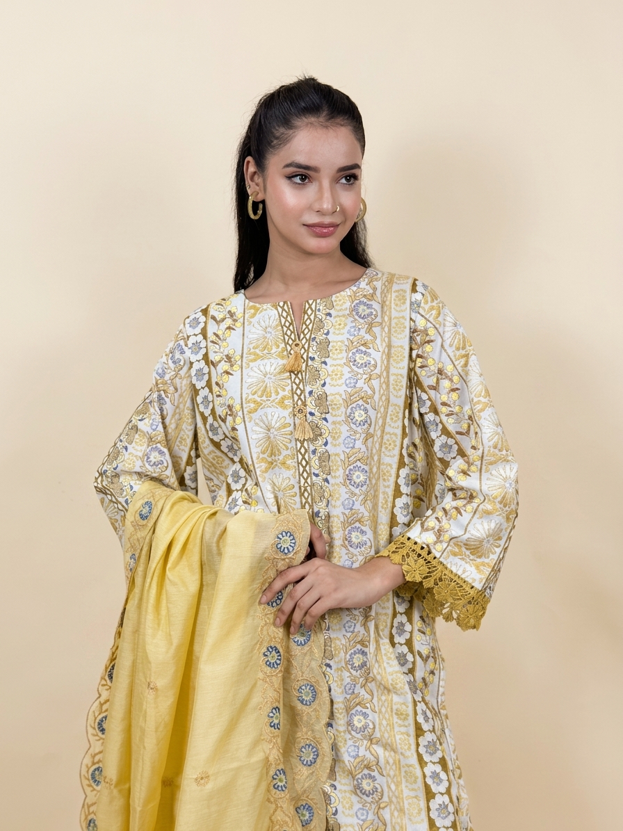 Luxury Pret 3pc dress - A9034 - Image 3