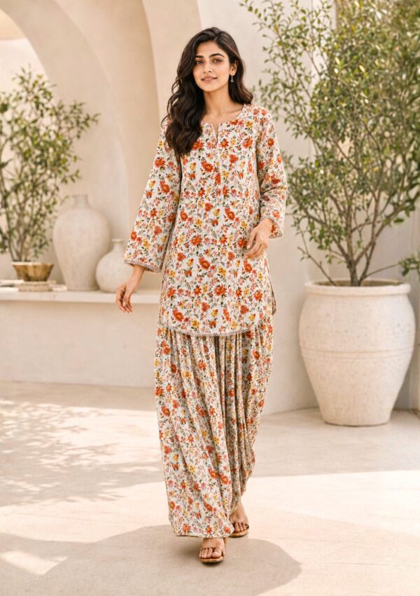 2pc Summer Co-Ord Set With Farshi Shalwar- 2016