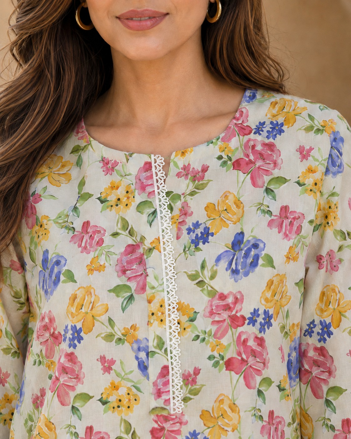 2pc Summer Co-Ord Set With Farshi Shalwar- 2018 - Image 2