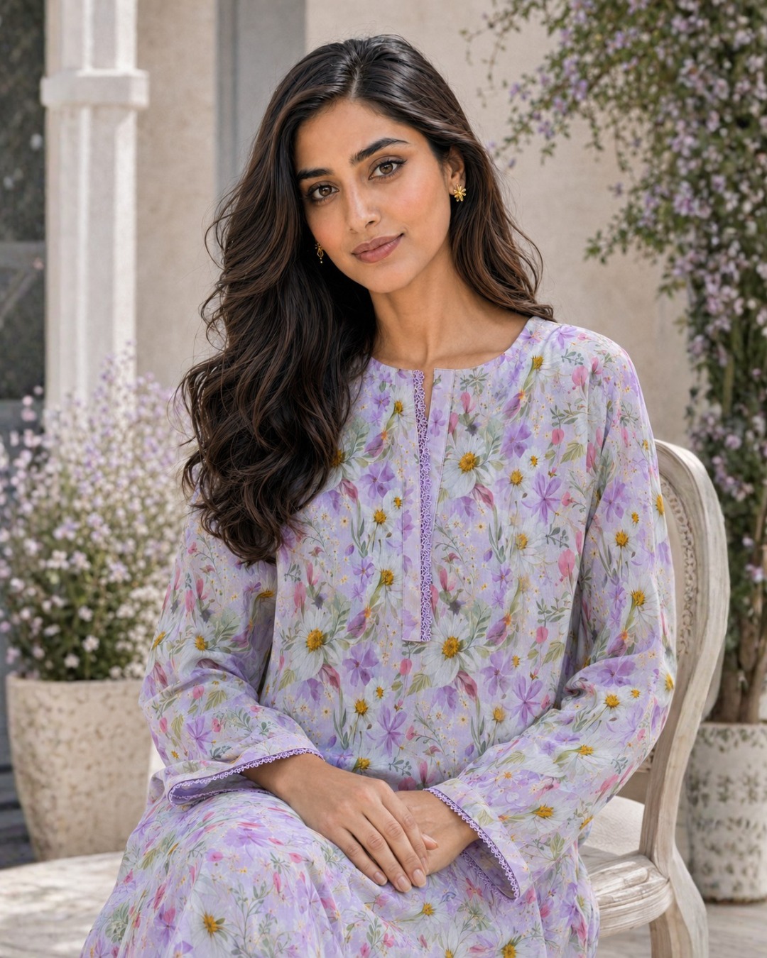 2pc Summer Co-Ord Set With Farshi Shalwar- 2020 - Image 4