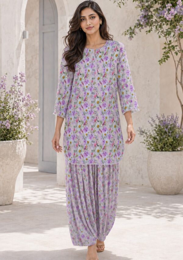 2pc Summer Co-Ord Set With Farshi Shalwar- 2020
