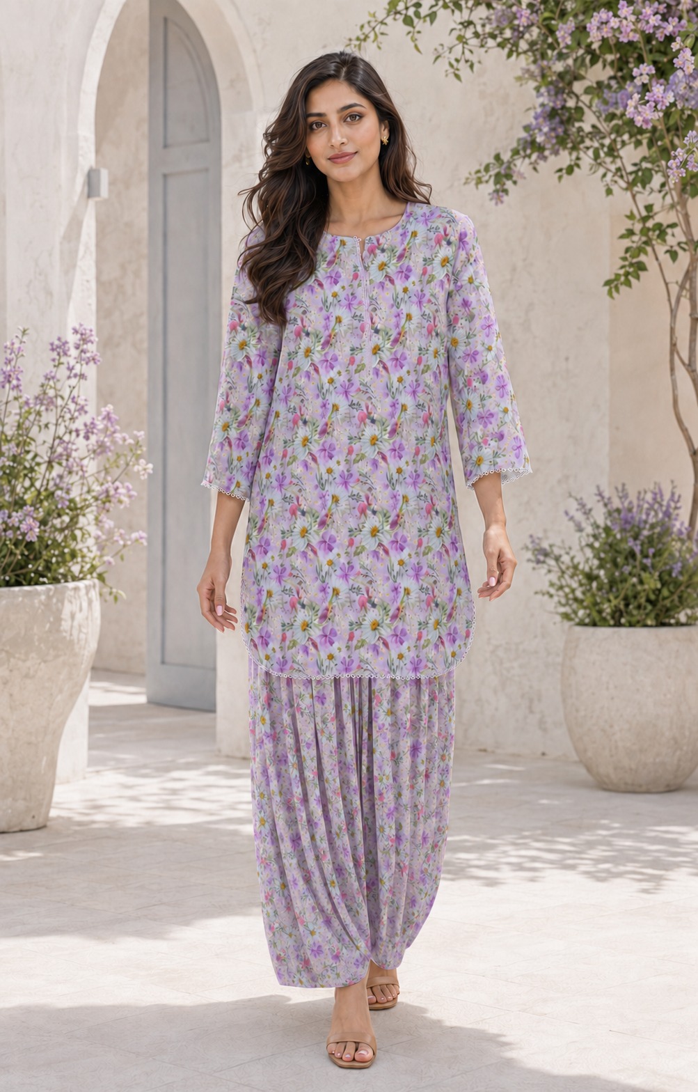 2pc Summer Co-Ord Set With Farshi Shalwar- 2020