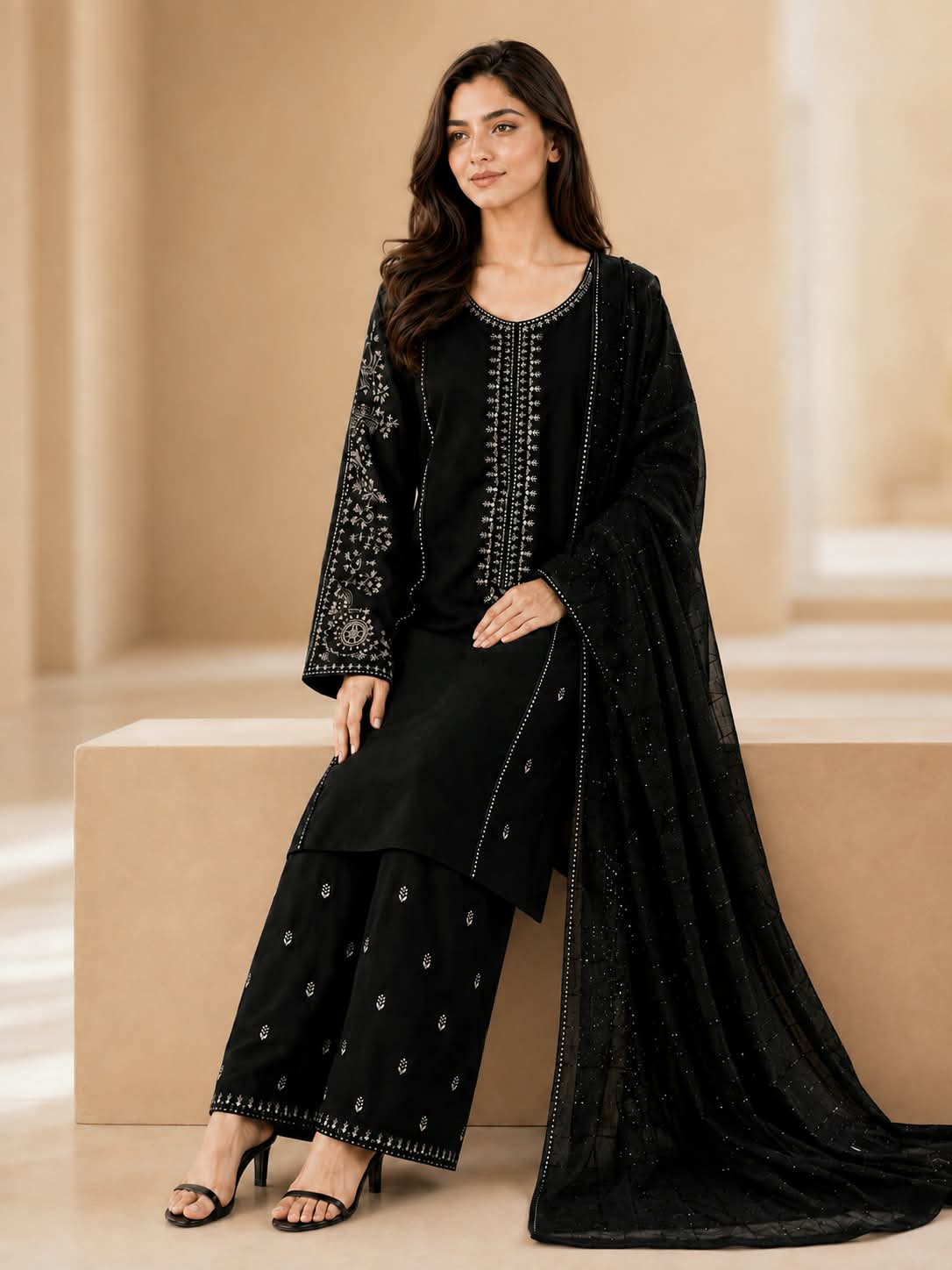 Embroidered 3pc Zari - 1749 - Image 3