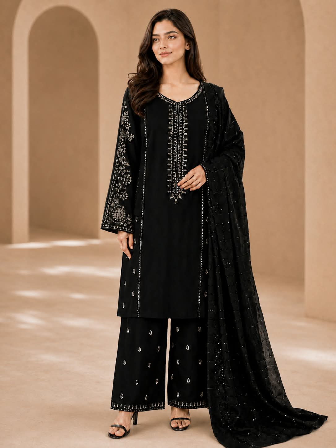 Embroidered 3pc Zari - 1749