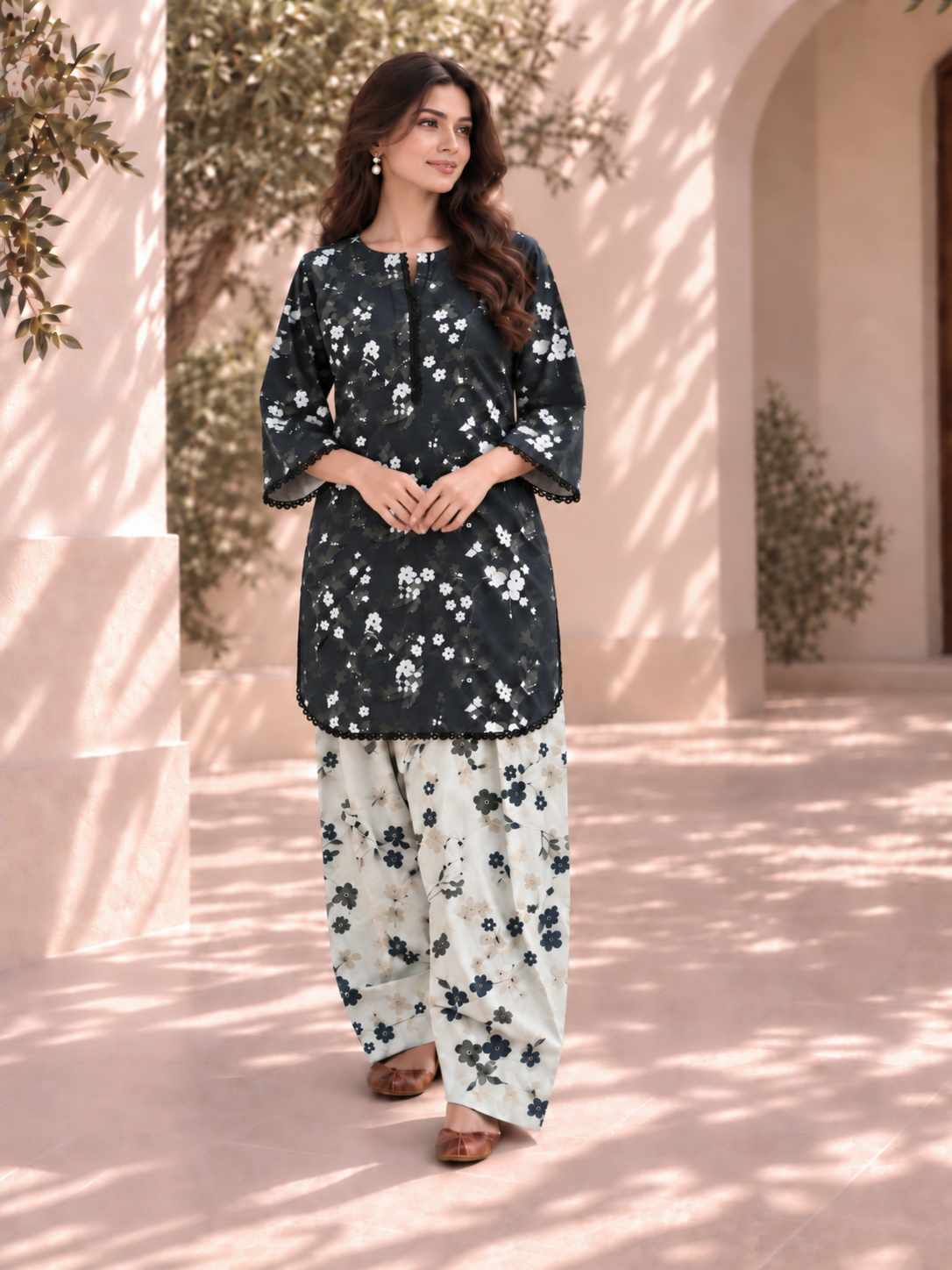 2pc Co-Ord Set With Farshi Shalwar- 1757