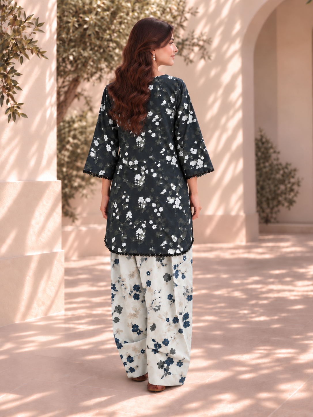 2pc Co-Ord Set With Farshi Shalwar- 1757 - Image 8